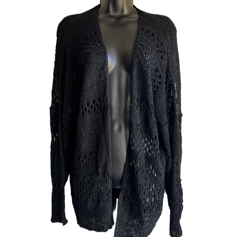 Black Woven Cardigan in Small EUC